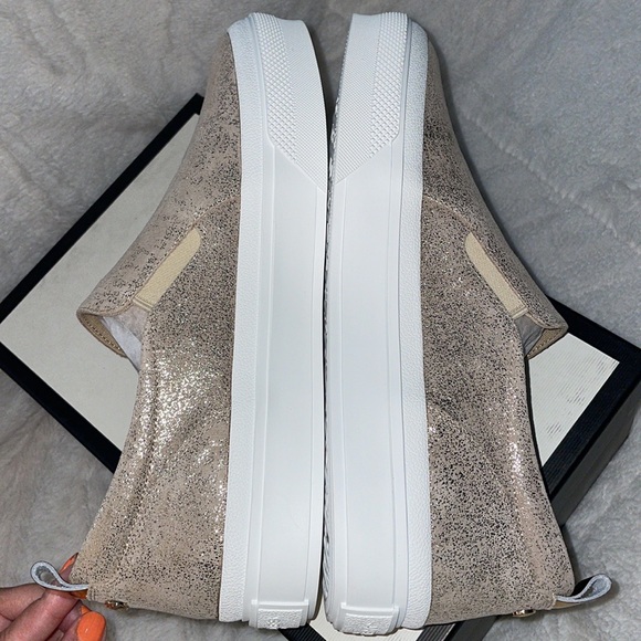 NWT J/SLIDES GIA Light Gold Metallic Suede Sneaker - Picture 11 of 14